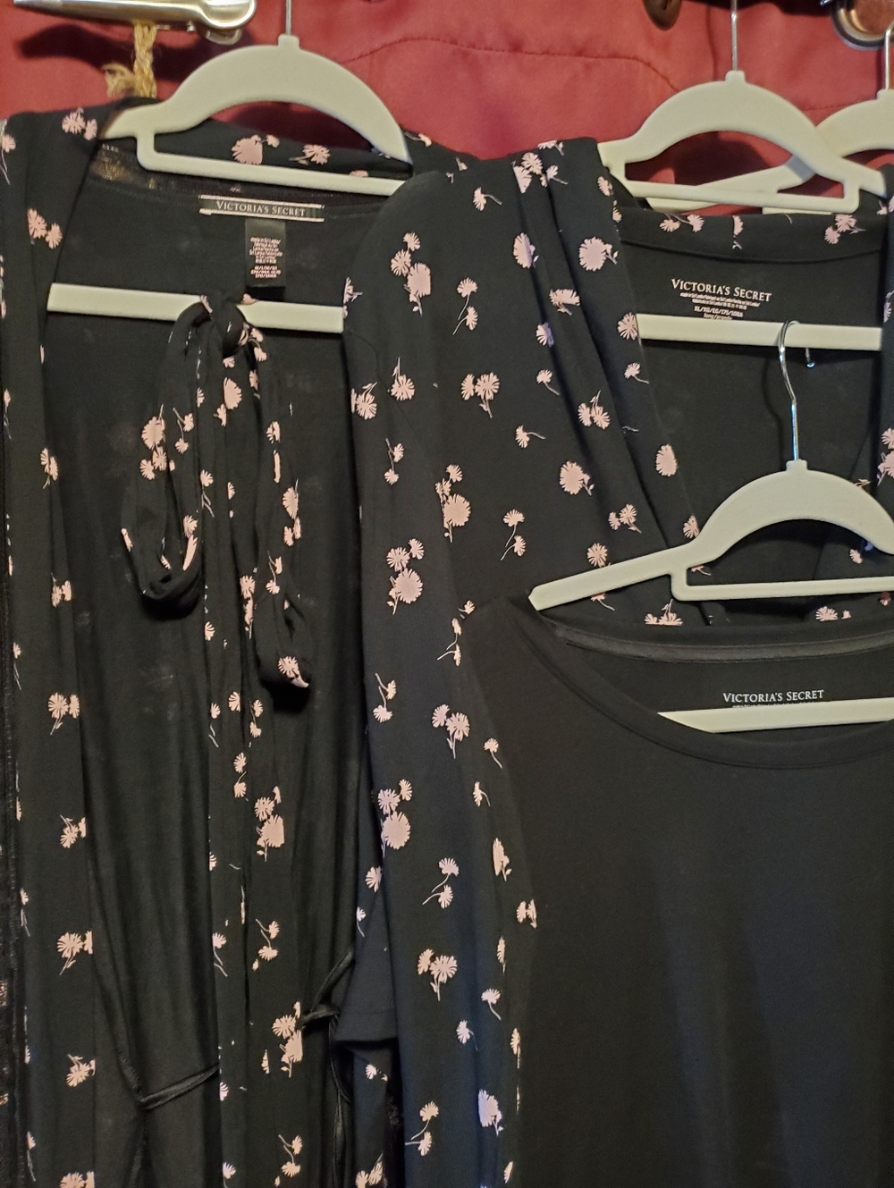 Victoria's Secret Black & Pink Floral Lounge Bundle Four Piece Set NWOT XL - Picture 13 of 16